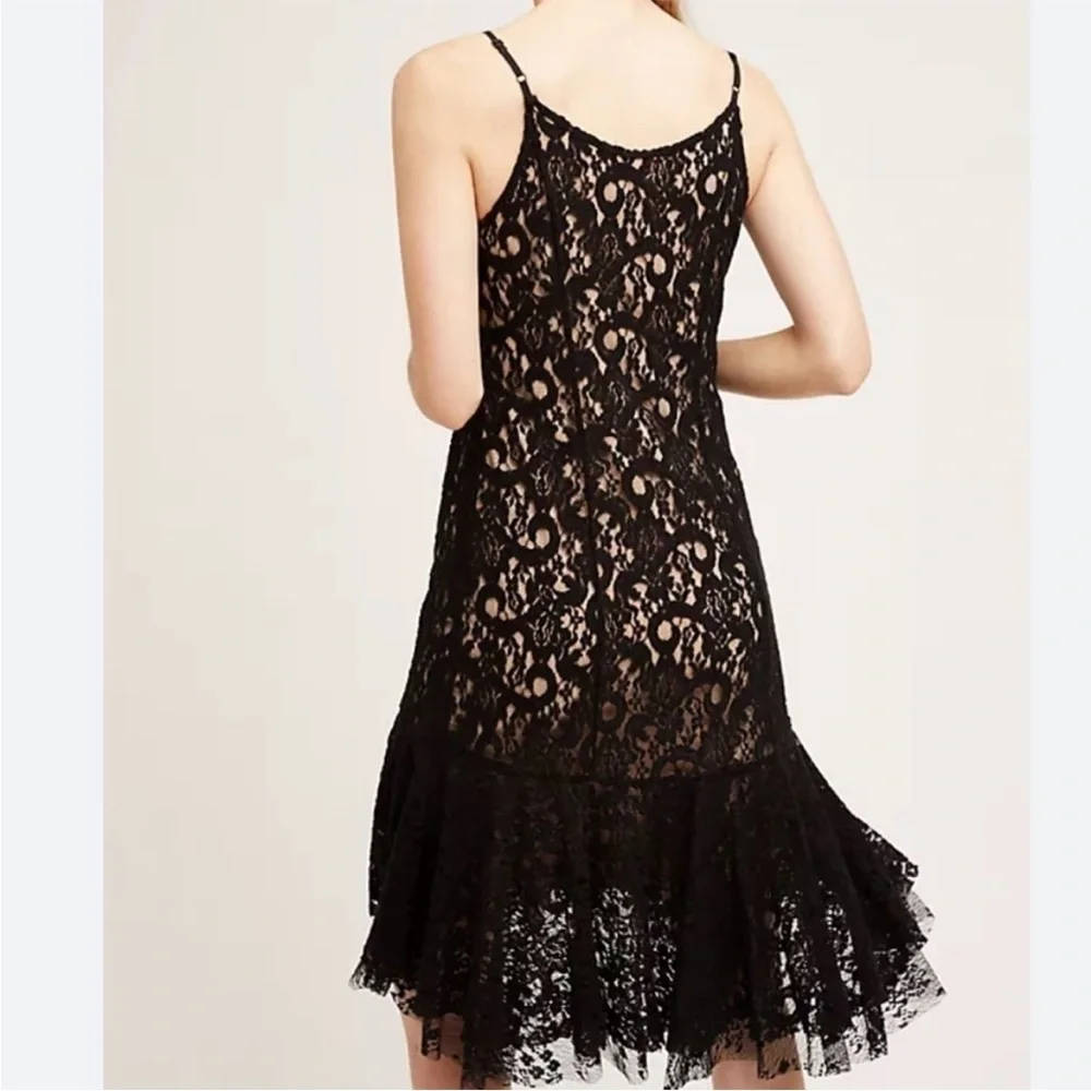 Anthropologie Moulinette Soeurs Black Lace Midi Cami Cotrina Dress Size 0 NWT - Picture 13 of 13